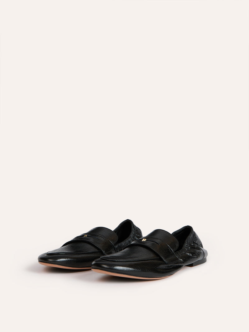 BROOKLIN black grained leather loafers, back view by Rouje