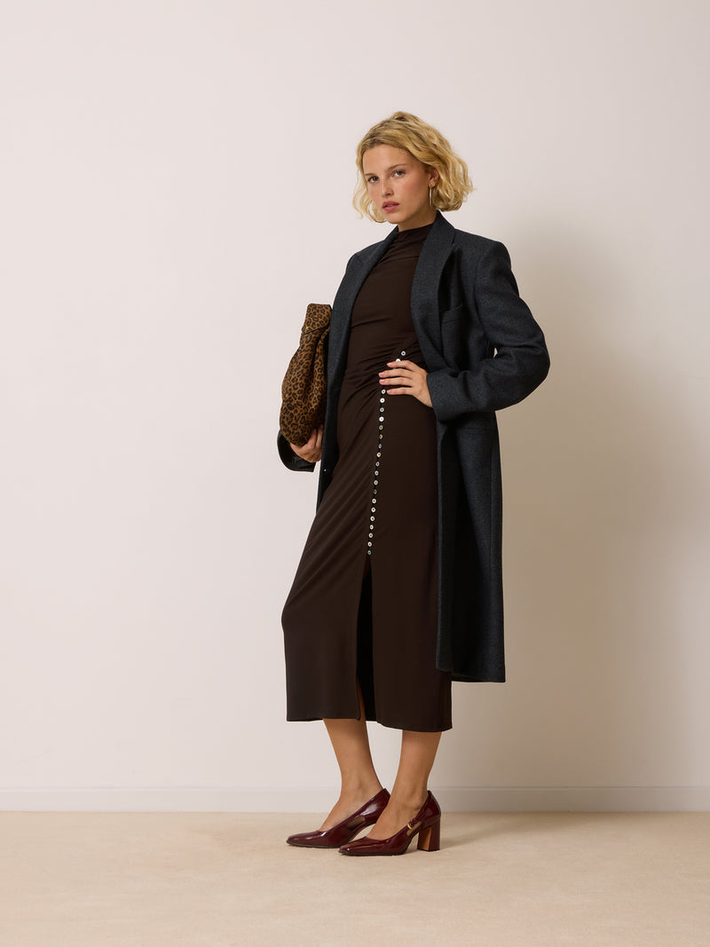 MARCELLO anthracite long coat, back view by Rouje [collection:606018699592]