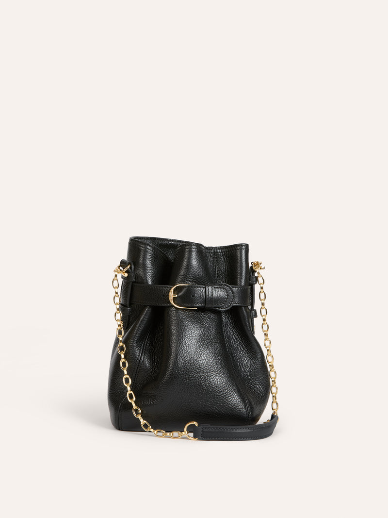 CONFIDENT black grained leather bag, back view by Rouje [collection:638818910536]
