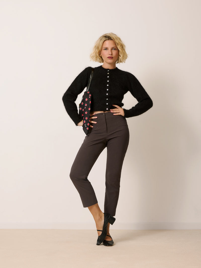 HARRY brown cropped trousers, back view by Rouje